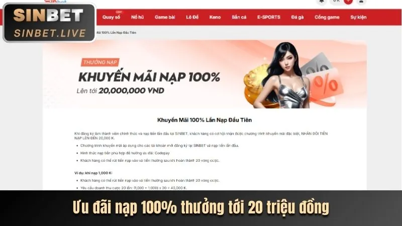 Khuyến mãi chào mừng thành viên mới Sin88